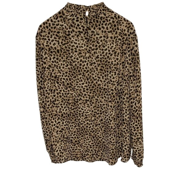 Torrid Women's Leopard Print Long Sleeve Blouse with Smocked Neck & Button Detai - Picture 2 of 12